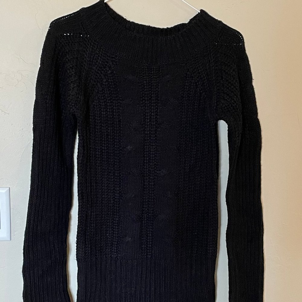Womens Black Cable Knit Crew Neck DEB L/S Sweater
